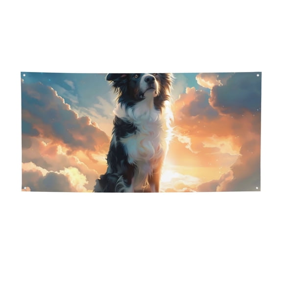 Picia Cloud Border Collie Pattern Party Banner, Festive Decoration, Holiday Banner, Celebration Decor, Event Banner, Reusable Party Banner-Small