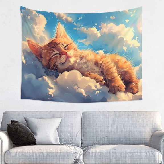 Picia Cloud Sleeping Cat Pattern Tapestry-Tapestries for Bedroom Living Room Dorm(29x37")