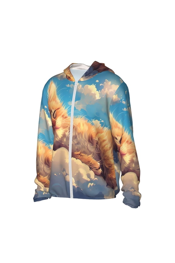 Cloud Sleeping Cat Women's Men's UPF 50+ Sun Protection Hoodie Shirt Long Sleeve SPF Fishing Outdoor UV Hiking Lightweight Shirts-Small