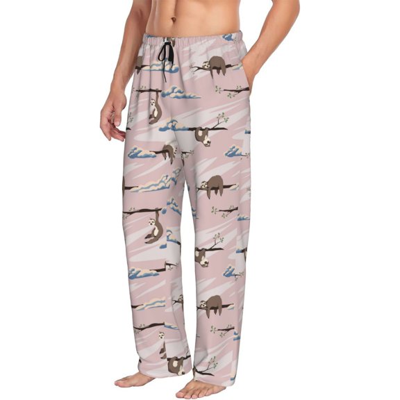 Picia Cloud Sloth Mens Soft Woven Cotton Elastic Waistband Sleep Pajama Pant Lounge Sleep Pant With Pockets And Drawstring-Medium