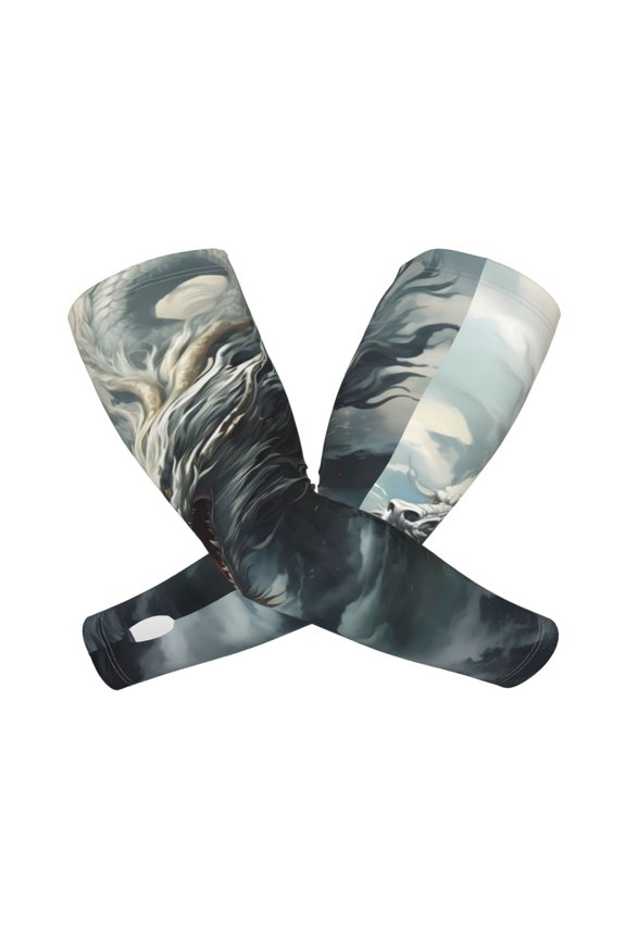 Cloud White Dragon Arm Sleeves for Men and Women - Tattoo Cover Up UPF 50+ Cooling Sports Sleeve for Basketball Golf Football-One Size