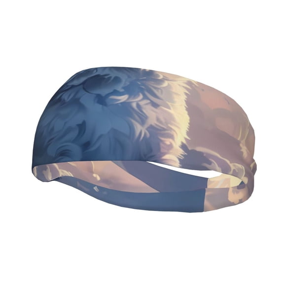 Picia Cloud Wolf Print Mens Running Headband,Mens Sweatband Sports Headband for Running,Cycling,Basketball,Yoga,Fitness Workout