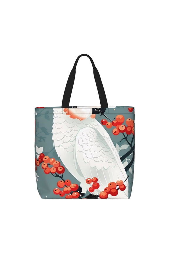 Cockatoo Red Berries for Tote Bag for Women with Zipper, Gym Tote with Compartments, Laptop Work Tote Nurse Dance Yoga Bag for Sport, Travel