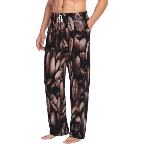 Picia Coffee Bean Mens Soft Woven Cotton Elastic Waistband Sleep Pajama Pant Lounge Sleep Pant With Pockets And Drawstring-XX-Large