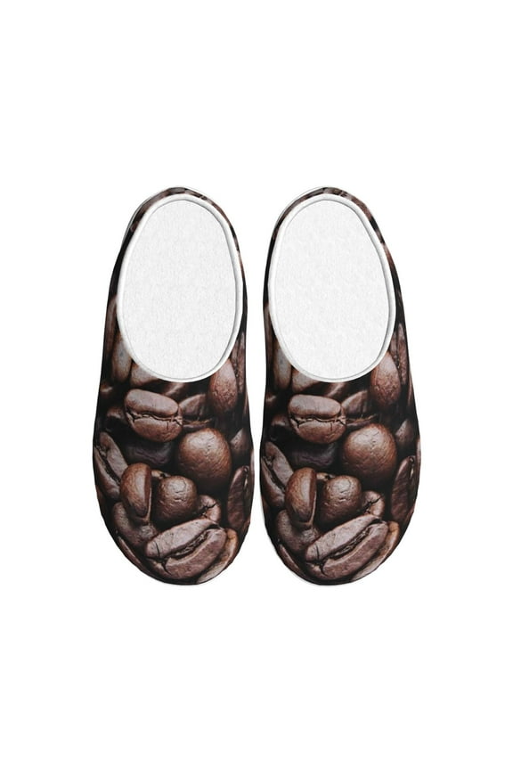 Coffee Bean for Women's Lamb-hug Comfy Fleece House Slippers Memory Foam, Slip-on House Shoes Indoor Outdoor-37/38