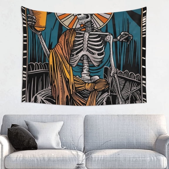 Picia Coffee-Drinking Skull Pattern Tapestry-Tapestries for Bedroom Living Room Dorm(29x37")