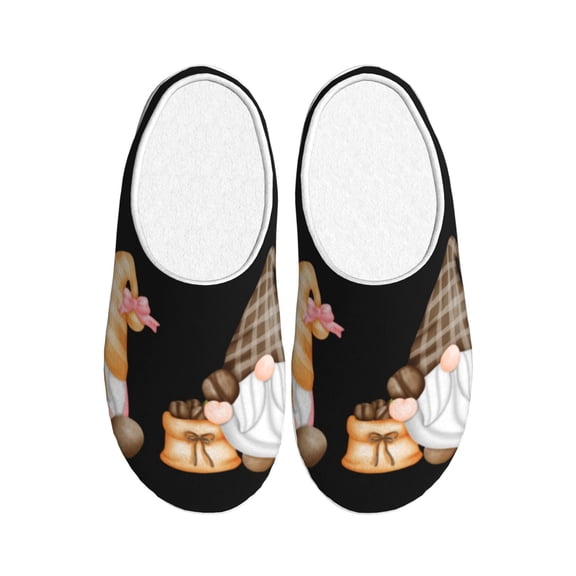 Picia Coffee Gnome (2) for Women's Lamb-hug Comfy Fleece House Slippers Memory Foam, Slip-on House Shoes Indoor Outdoor-39/40