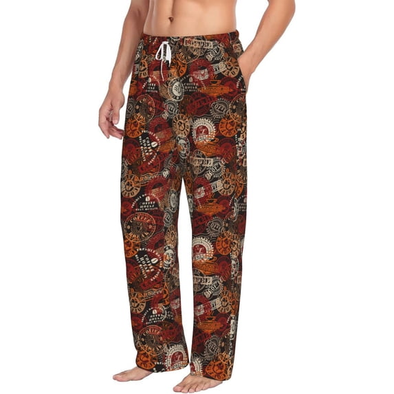 Picia Coffee Stamp Mens Soft Woven Cotton Elastic Waistband Sleep Pajama Pant Lounge Sleep Pant With Pockets And Drawstring-XX-Large