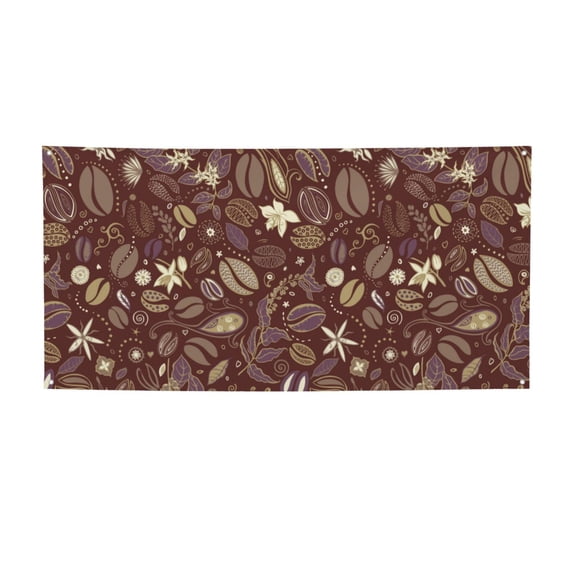 Picia Coffee and Flowers Pattern Party Banner, Festive Decoration, Holiday Banner, Celebration Decor, Event Banner, Reusable Party Banner-Medium