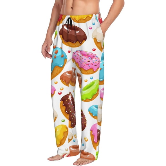 Picia Color Donut Mens Soft Woven Cotton Elastic Waistband Sleep Pajama Pant Lounge Sleep Pant With Pockets And Drawstring-Medium