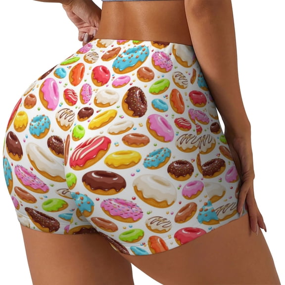 Picia Color Donut Printed Workout Shorts for Women Seamless Scrunch Butt Lifting High Waisted Yoga Gym Booty Running Moisture-wicking Short Pants-XX-Large