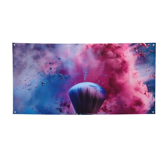 Picia Color Explosion Makeup Brush Pattern Party Banner, Festive Decoration, Holiday Banner, Celebration Decor, Event Banner, Reusable Party Banner-Small