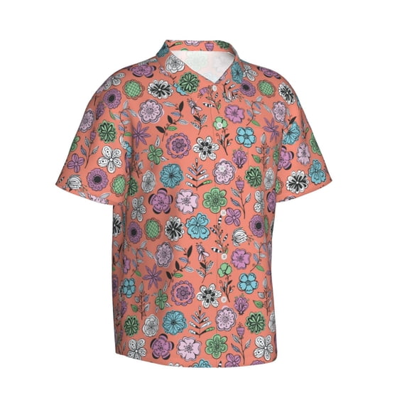 Picia Color Flowers Gentle Cotton Regular Fit Short Sleeve Casual Hawaiian Shirt for Men-XX-Large