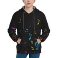 thumbnail image 1 of Picia Color Musical Notes Pattern Youth Hoodie - Warm Pullover Sweatshirt with Kangaroo Pocket, Ideal for Boys and Girls-Medium, 1 of 6