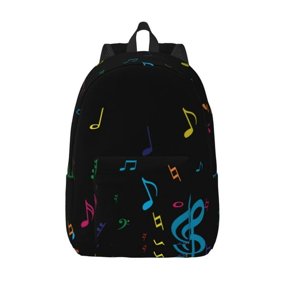 Picia Color Musical Notes Printed Canvas Daypack - Stylish and Durable Vintage Compact Backpack - Class, Work, Travel, or Laptop Bookbag,Organized Compartments-Small