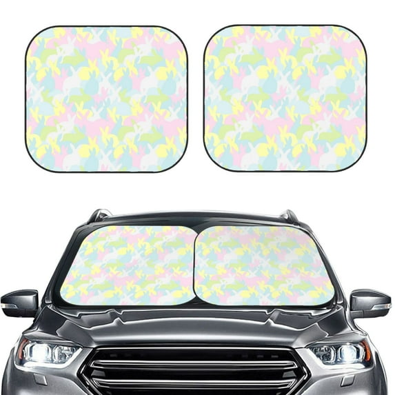 Picia Color Rabbit 2 Piece Car Windshield Sun Shade Foldable | Foldable Sun Shield for Front Window Blocks UV Rays and Keeps Your Vehicle Cool-Large