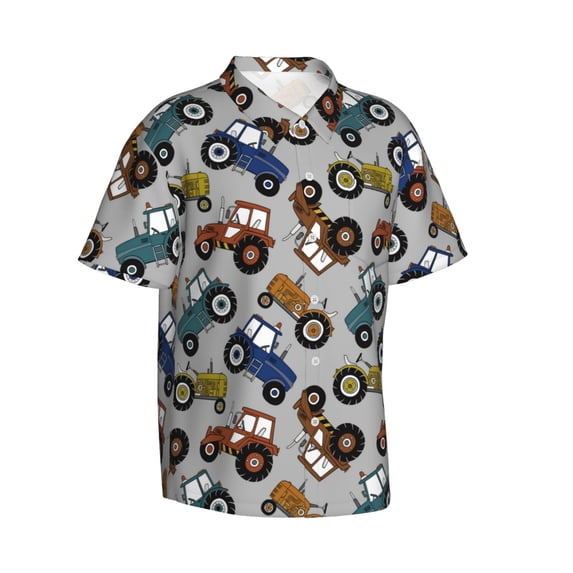 Picia Color Tractor Gentle Cotton Regular Fit Short Sleeve Casual Hawaiian Shirt for Men-XX-Large