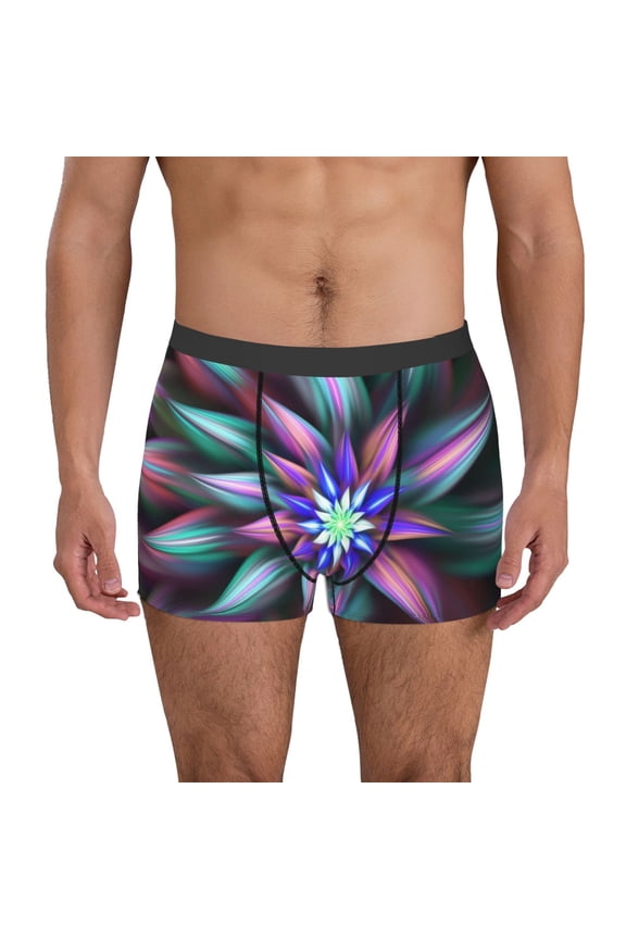 Colored Abstract Pattern Men’s Boxer Briefs – Soft & Breathable Underwear, Stretchy & Comfortable Fit, Supportive Pouch Design, Moisture-Wicking-Large