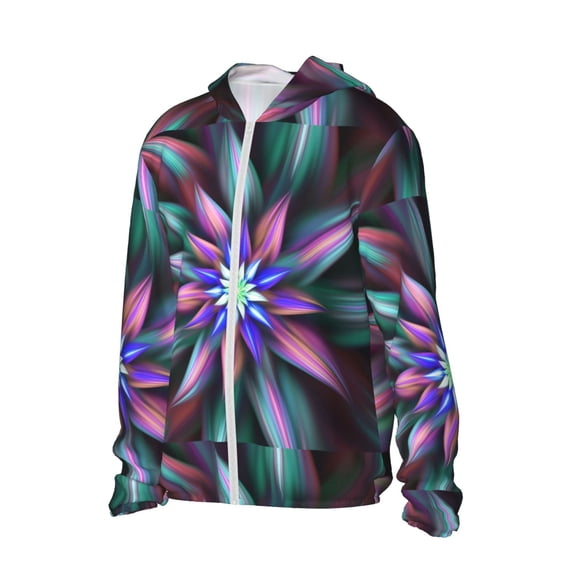 Picia Colored Abstract Women's Men's UPF 50+ Sun Protection Hoodie Shirt Long Sleeve SPF Fishing Outdoor UV Hiking Lightweight Shirts-Small