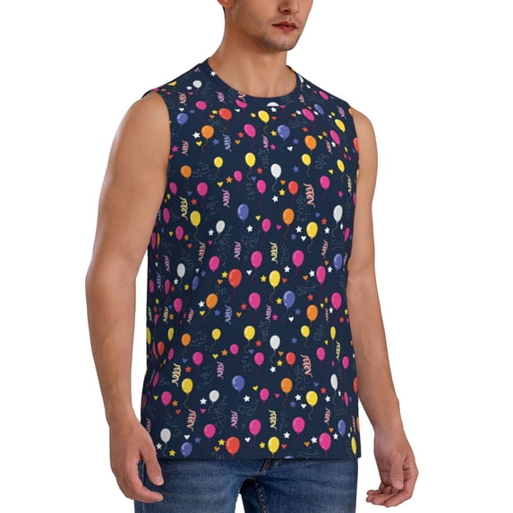 Picia Colored Balloons mens Cotton Tank Undershirts , Moisture-wicking Ribbed Tanks, Lightweight Cotton Tank Undershirts-3X-Large