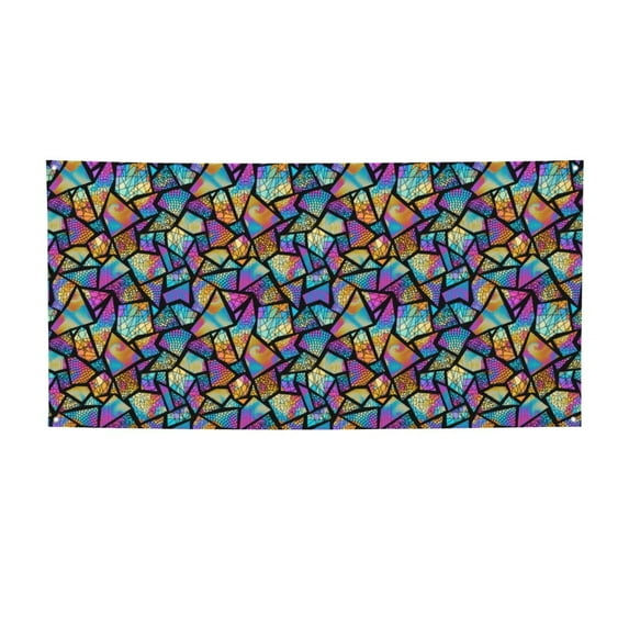 Picia Colored Glass1 Pattern Party Banner, Festive Decoration, Holiday Banner, Celebration Decor, Event Banner, Reusable Party Banner-Medium