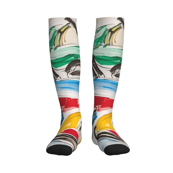 Picia Colorful Abstract Bumper Cars Printed Sports Compression Socks - 15-20mmHg Graduated Compression, High-Performance Soft and Breathable Socks for Men and Women