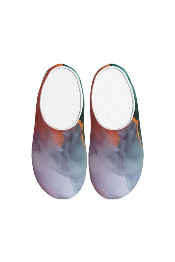 Colorful Abstract Waves for Women's Lamb-hug Comfy Fleece House Slippers Memory Foam, Slip-on House Shoes Indoor Outdoor-39/40