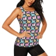 thumbnail image 1 of Picia Colorful Alpaca Pattern Women's Workout Tank Top,Breathable Activewear,Slim Fit Athletic Top,Versatile Workout Moisture-wicking top-Small, 1 of 9