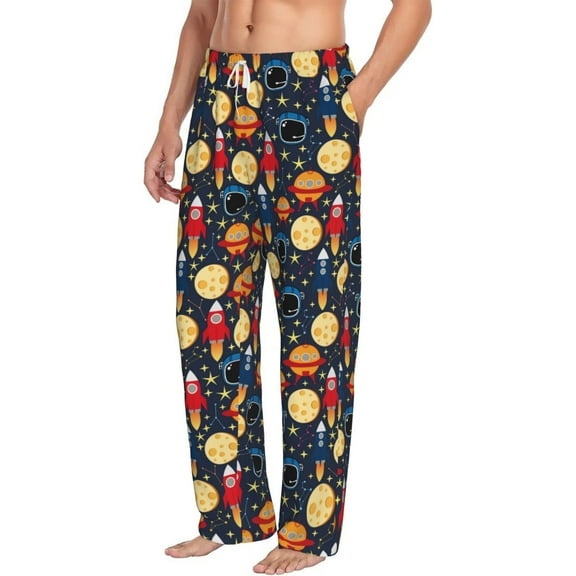 Picia Colorful Astronomy Mens Soft Woven Cotton Elastic Waistband Sleep Pajama Pant Lounge Sleep Pant With Pockets And Drawstring-Small