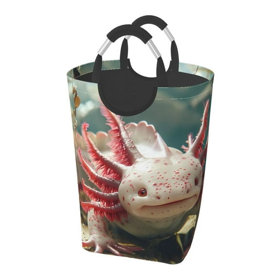 Picia Colorful Axolotl Underwater Laundry Basket With Handles Laundry Hamper Toys Storage Organizer Foldable Bucket Washing Bin Dirty Clothes Bag For Home Bathroom Bedroom Dorm