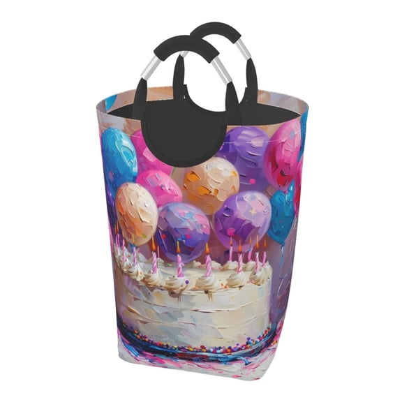 Picia Colorful Balloon Cake Celebration Laundry Basket With Handles Laundry Hamper Toys Storage Organizer Foldable Bucket Washing Bin Dirty Clothes Bag For Home Bathroom Bedroom Dorm