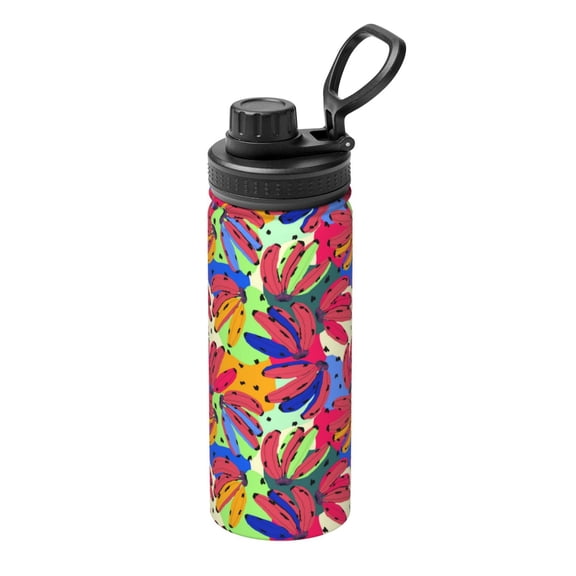 Picia Colorful Bananas Pattern Water Bottle 18 oz Stainless Steel Insulated Bottles With Handle Leak Proof Gym Sport Water Jug BPA-free insulated kettle For Men Women Adults