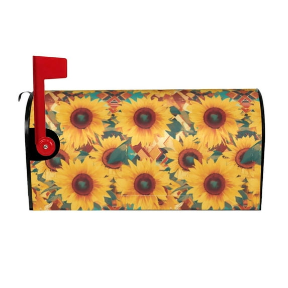 Picia Colorful Bohemian Sunflower Magnetic Mailbox Cover Standard Size-25.5x21 in