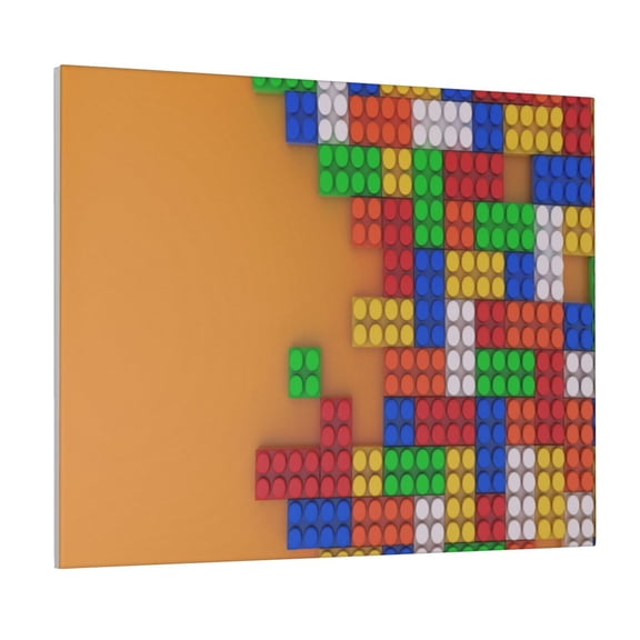 Picia Colorful Building Blocks A Pattern Decorative Picture – Unique Wall Art, Modern Canvas Print for Trendy Interiors (Horizontal)