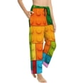 thumbnail image 1 of Picia Colorful Building Blocks Womens Soft Woven Cotton Elastic Waistband Sleep Pajama Pant Lounge Sleep Pant With Pockets And Drawstring-Large, 1 of 9