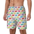 thumbnail image 1 of Picia Colorful Bus pattern Mens Swim Trunks with Compression Liner Stretch Beach Shorts Quick Dry with Zipper Pockets No-Chafing Board Shorts-XX-Large, 1 of 9