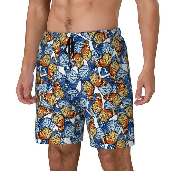 Picia Colorful Butterfly1 pattern Mens Swim Trunks with Compression Liner Stretch Beach Shorts Quick Dry with Zipper Pockets No-Chafing Board Shorts-X-Large