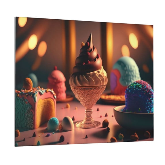Picia Colorful Cake Ice Cream Pattern Decorative Picture – Unique Wall Art, Modern Canvas Print for Trendy Interiors (Horizontal)