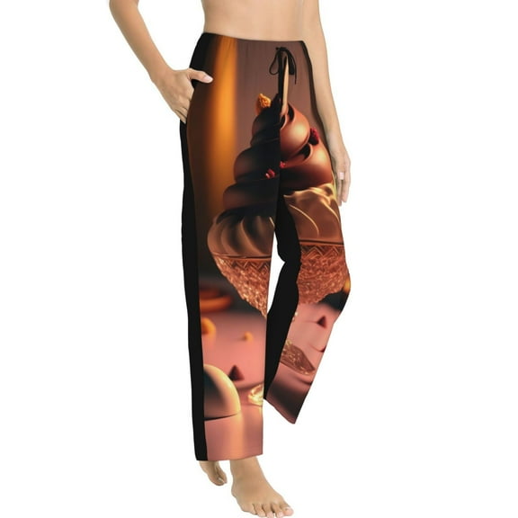 Picia Colorful Cake Ice Cream Womens Soft Woven Cotton Elastic Waistband Sleep Pajama Pant Lounge Sleep Pant With Pockets And Drawstring-Small