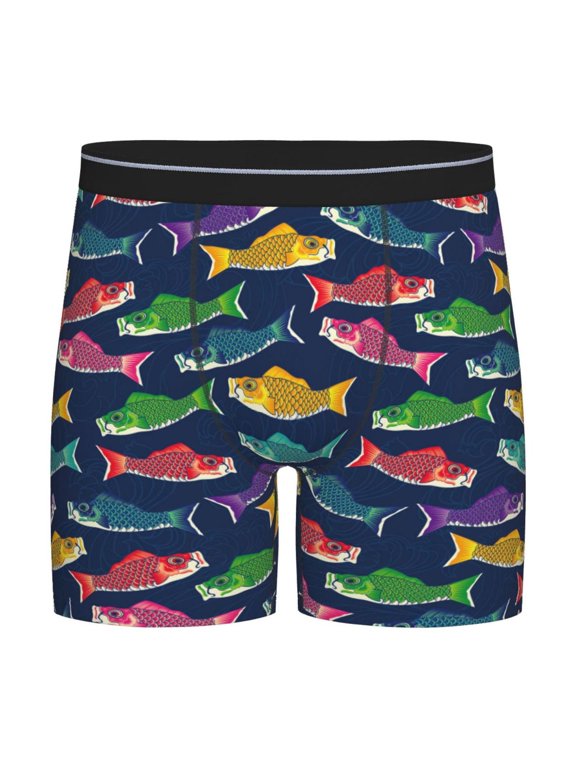 Colorful Carp Streamer 1 Pattern Men's Athletic Long Leg Briefs , Performance Stretch Underwear,Moisture-Wicking