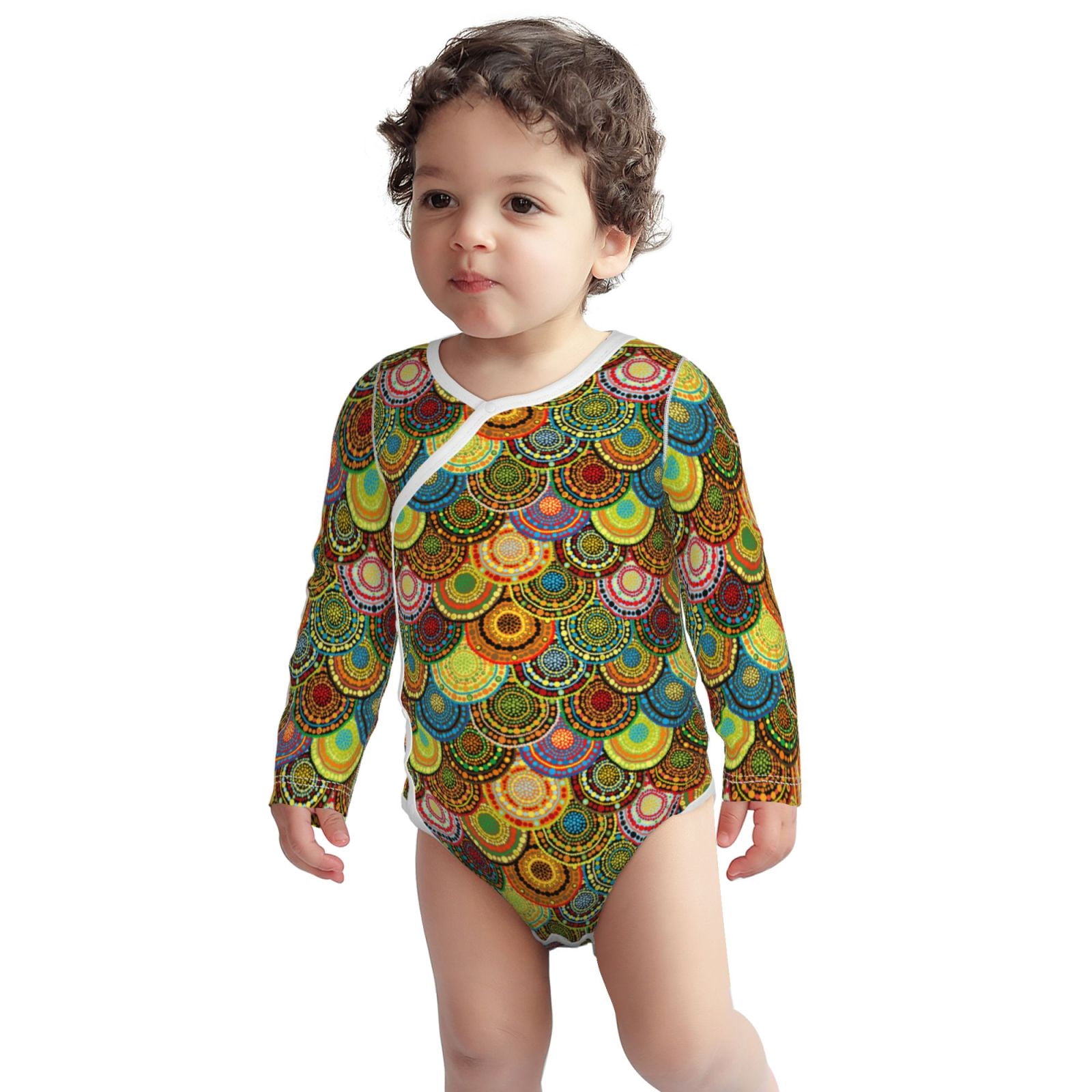 Picia Colorful Circle for unisex-baby Long-sleeve Bodysuit,Newborn Baby Boy Girl Onsies Bodysuit-2 Years