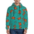 thumbnail image 1 of Picia Colorful Crab Pattern Casual Men's Hoodie - Lightweight Hooded Sweatshirt with Kangaroo Pocket, Comfortable Pullover for Everyday, Travel-Small, 1 of 7