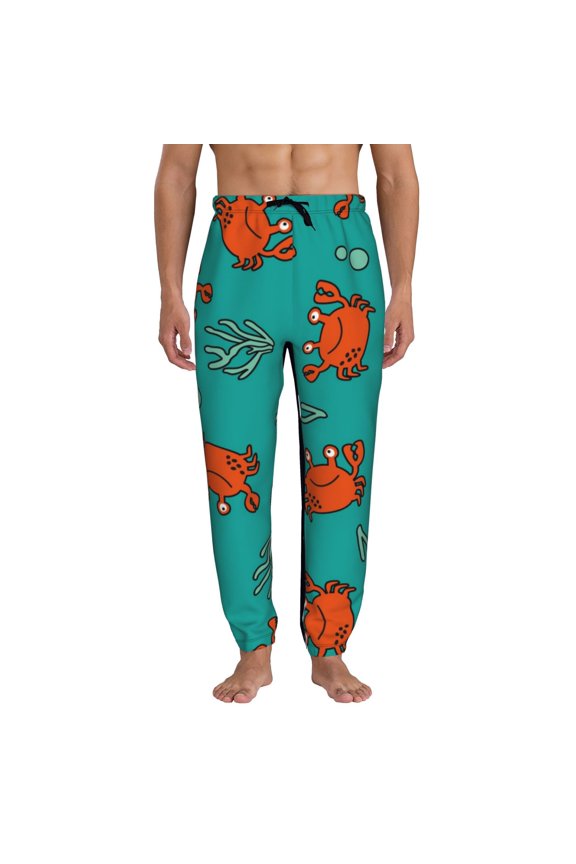Colorful Crab Pattern Mens Casual Joggers Athletic Sweatpants Workout Sports Pants with Pockets Activewear Fitness Apparel-XX-Large