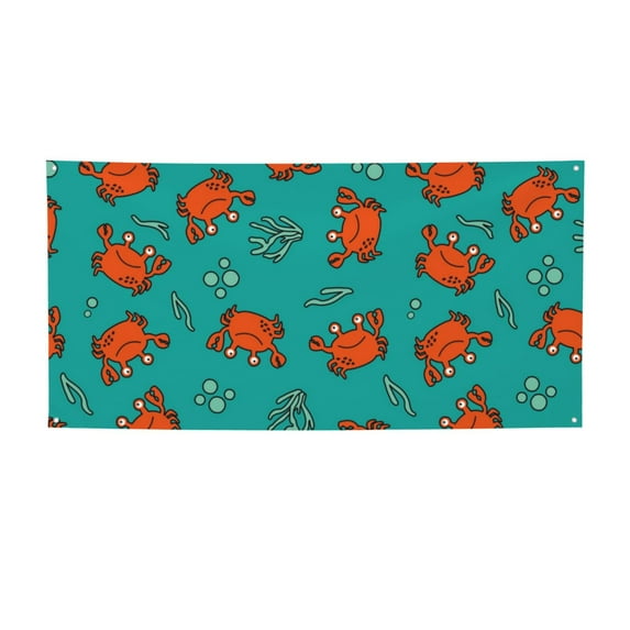 Picia Colorful Crab Pattern Party Banner, Festive Decoration, Holiday Banner, Celebration Decor, Event Banner, Reusable Party Banner-Medium