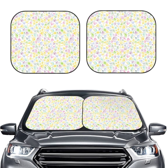 Picia Colorful Dandelion 2 Piece Car Windshield Sun Shade Foldable | Foldable Sun Shield for Front Window Blocks UV Rays and Keeps Your Vehicle Cool-Large