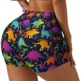 thumbnail image 1 of Picia Colorful Dinosaur Printed Workout Shorts for Women Seamless Scrunch Butt Lifting High Waisted Yoga Gym Booty Running Moisture-wicking Short Pants-Small, 1 of 9