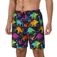 thumbnail image 1 of Picia Colorful Dinosaur pattern Mens Swim Trunks with Compression Liner Stretch Beach Shorts Quick Dry with Zipper Pockets No-Chafing Board Shorts-Large, 1 of 9