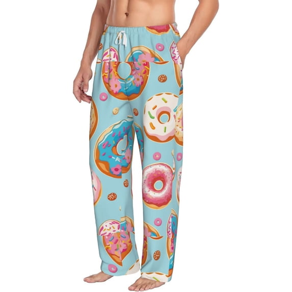 Picia Colorful Donut Mens Soft Woven Cotton Elastic Waistband Sleep Pajama Pant Lounge Sleep Pant With Pockets And Drawstring-Large