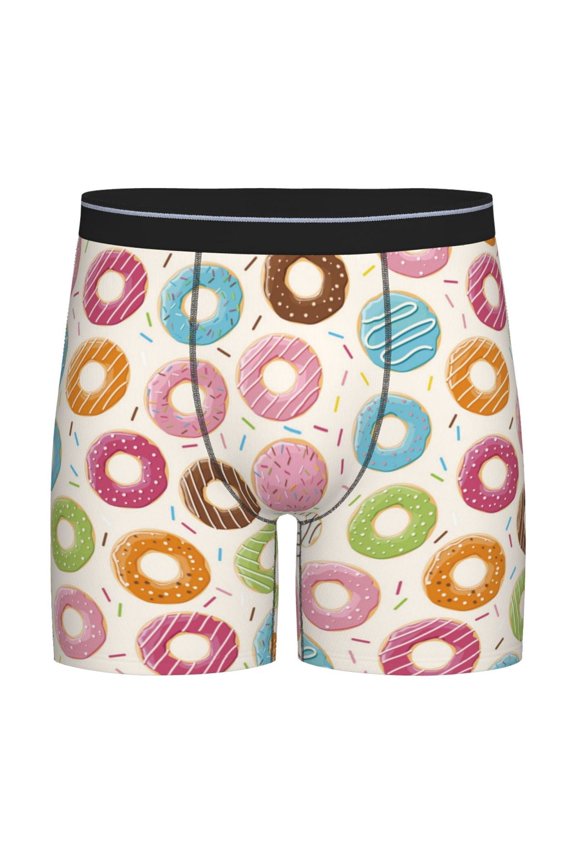 Colorful Donuts Pattern Men's Athletic Long Leg Briefs , Performance Stretch Underwear,Moisture-Wicking