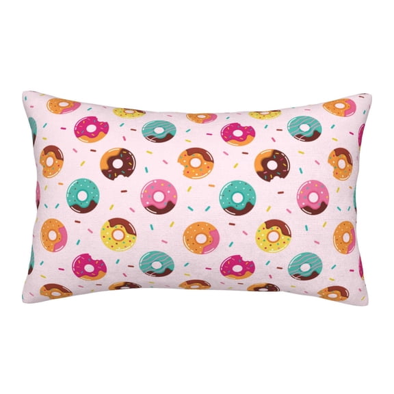 Picia Colorful Donuts Pattern Plush Pillow Case – Soft and Cozy Cushion Cover, Hypoallergenic Throw Pillow Case for Home Decor-14"x20"